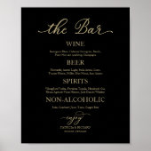Poster Boissons Bar Gold Calligraphie Mariage noir Signal (Devant)