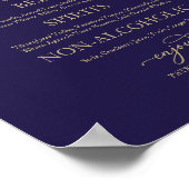 Poster Boissons Bar Gold Script Marine Blue Mariage Sign (Coin)