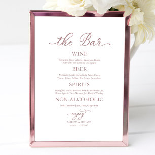 Poster Boissons Bar Rose Gold Calligraphy Mariage Signal
