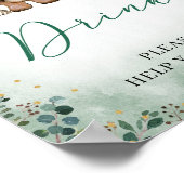 Poster Boissons bois signe Baby shower animaux forestiers (Coin)