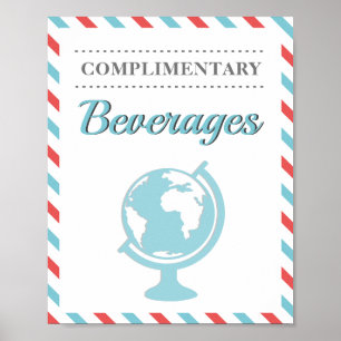 Poster Boissons Boissons Red Blue Travel Avion