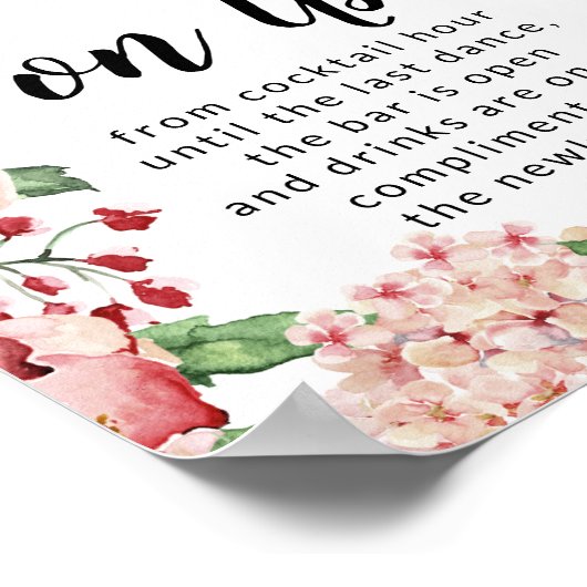 Poster Boissons chic sur nous Open Bar Wedding Réception  (Coin)