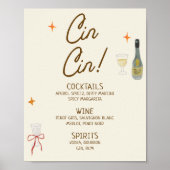 Poster Boissons Cin Cin Mariage Dessin à la Main (Devant)