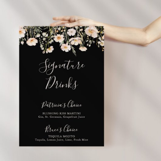 Poster Boissons classiques Blush Fleur sauvage Black Sign