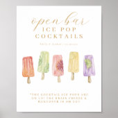 Poster Boissons Cocktails Glace à l'eau Menu Aquarelle Gl (Devant)