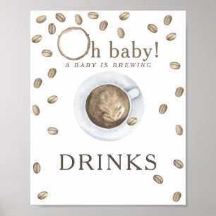 Poster Boissons de baby shower autour du café