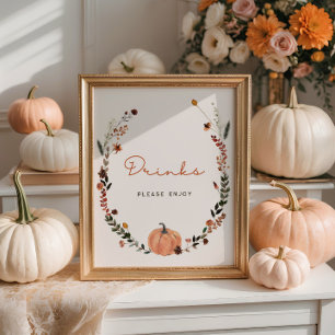 Poster Boissons de Baby shower d'automne pour petits Citr