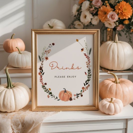 Poster Boissons de Baby shower d'automne pour petits Citr