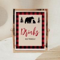 Boissons de Baby shower de bûcherons d'ours plaid