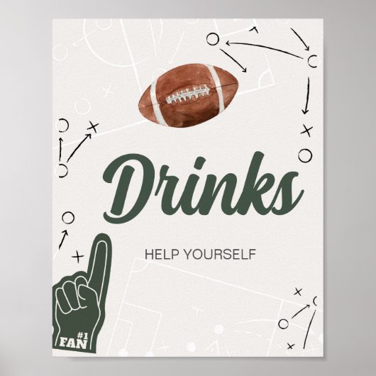 Poster Boissons de Baby shower de football (Devant)