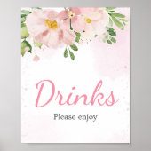 Poster Boissons de Baby shower de printemps rose pâle (Devant)