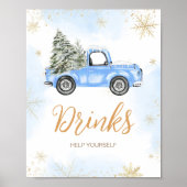 Poster Boissons de Camion bleu hiver (Devant)