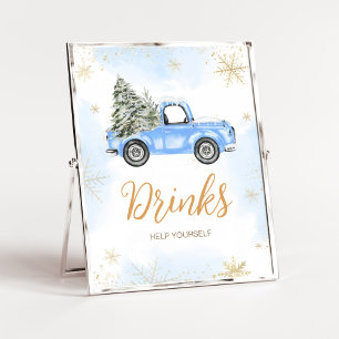 Poster Boissons de Camion bleu hiver