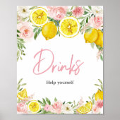 Poster Boissons de citron rose Floral (Devant)