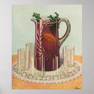Poster Boissons de cru et boissons, broc de sangria