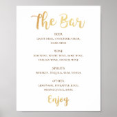 Poster Boissons de mariage de script or. Barre d'alcool s (Devant)
