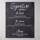 Poster Boissons de signature Bar de mariage rustique pers (Devant)