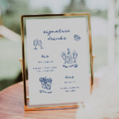 Poster Boissons de signature bleues fantaisistes Mariage