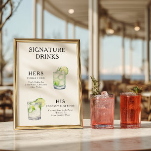 Poster Boissons de signature Cocktail de mariage