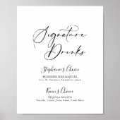 Poster Boissons de signature de calligraphie stylée idyll (Devant)