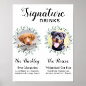 Poster Boissons de signature de mariage d'animal de compa (Devant)