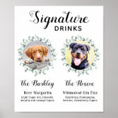 Poster Boissons de signature de mariage d'animal de compa (Devant)