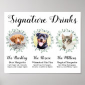 Poster Boissons de signature de mariage d'animal de compa (Devant)