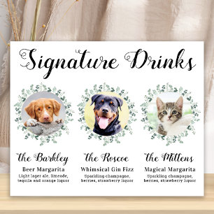 Poster Boissons de signature de mariage d'animal de compa