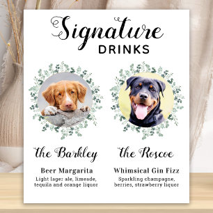 Poster Boissons de signature de mariage d'animal de compa