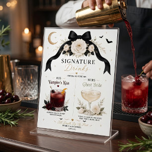 Poster Boissons de signature de mariage gothique au ruban