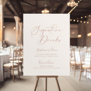 Poster Boissons de signature élégantes en or rose