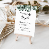 Poster Boissons de signature florale blanche de verdure t