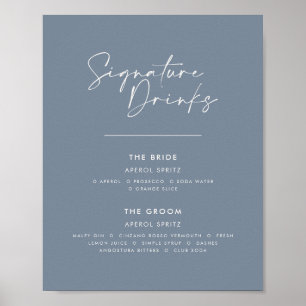 Poster Boissons de signature mariage moderne minimaliste