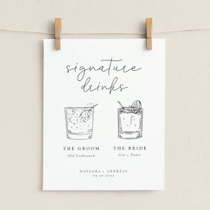 Poster Boissons de signature minimalistes chic contempora