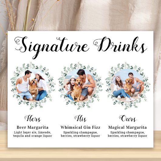 Poster Boissons de signature personnalisée Élégant Animau