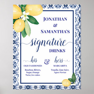 Poster Boissons de signature Réception de mariage méditer