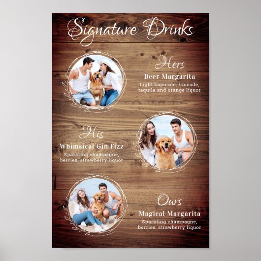 Poster Boissons de signature rustiques 3 Photo Chien Anim (Devant)