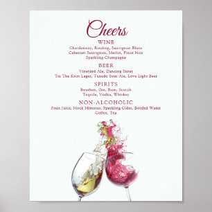 Poster Boissons Elégant Mariage de danse de vin rouge et