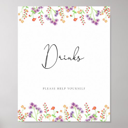 Poster Boissons Fleurs sauvages servez-vous (Devant)