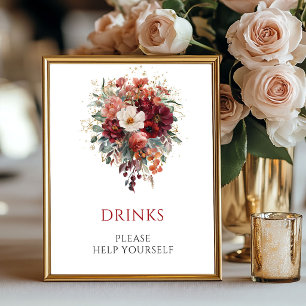 Poster Boissons Florales Boho Marsala Eucalyptus sur Tabl