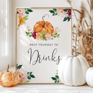 Poster Boissons florales de citrouille bordeaux
