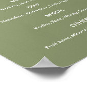 Poster Boissons Menu Mariage Sage Green (Coin)
