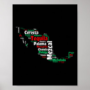 Poster Boissons mexicaines Cinco De Mayo Carte du Mexique