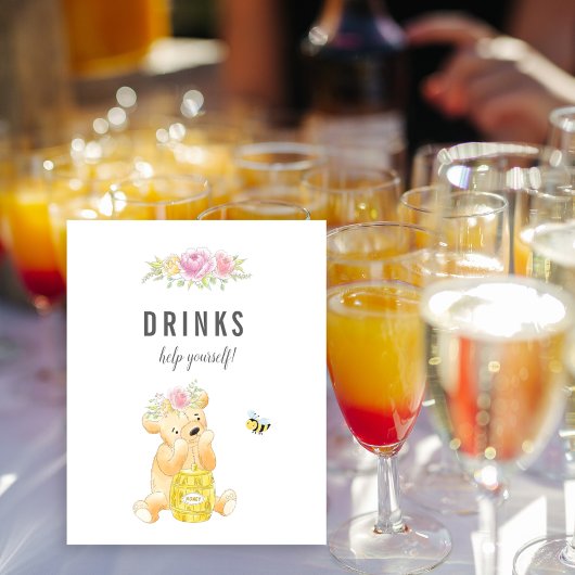 Poster Boissons mignonnes Table Girl Teddy Bear Baby show