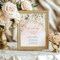 Boissons modernes de signature rose et or