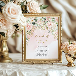 Poster Boissons modernes de signature rose et or