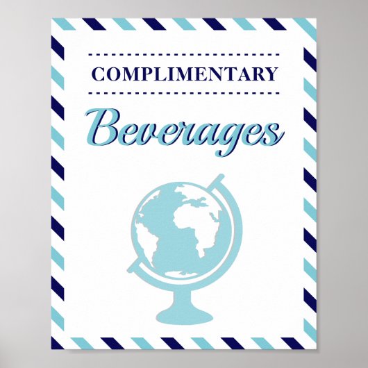 Poster Boissons Navy Blue Voyage Avion Compagnie aérienne (Devant)