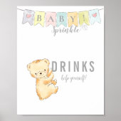 Poster Boissons Panneau de table Bébé Sprinkle Ours et ba (Devant)