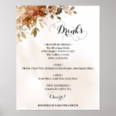 Poster Boissons Panneau Menu Automne Mariage Eucalyptus (Devant)