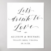 Poster Boissons pour aimer Script Réception Dîner Signe (Devant)